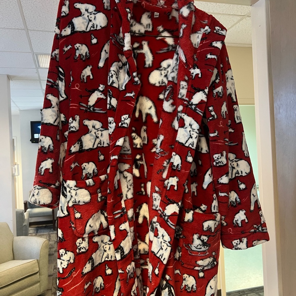 Festive Red and White Snoopy Robe Pajamas